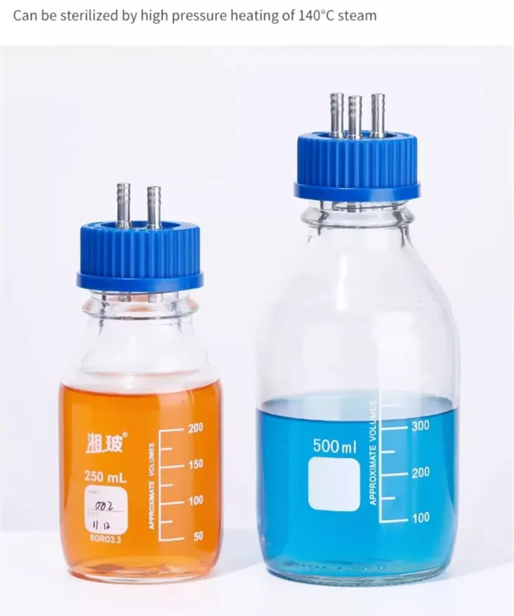 Transparent Glass Fermenter Refill Bottle Stainless Steel Iron Cap Into Liquid Reagent Bottle